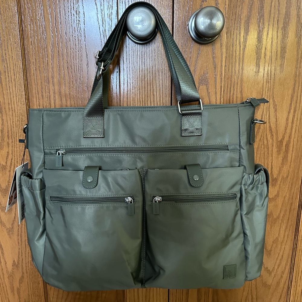 IHKWIP The Champion Multi-Pocket Tote w/ Crossbody Strap NWT, Army Sage